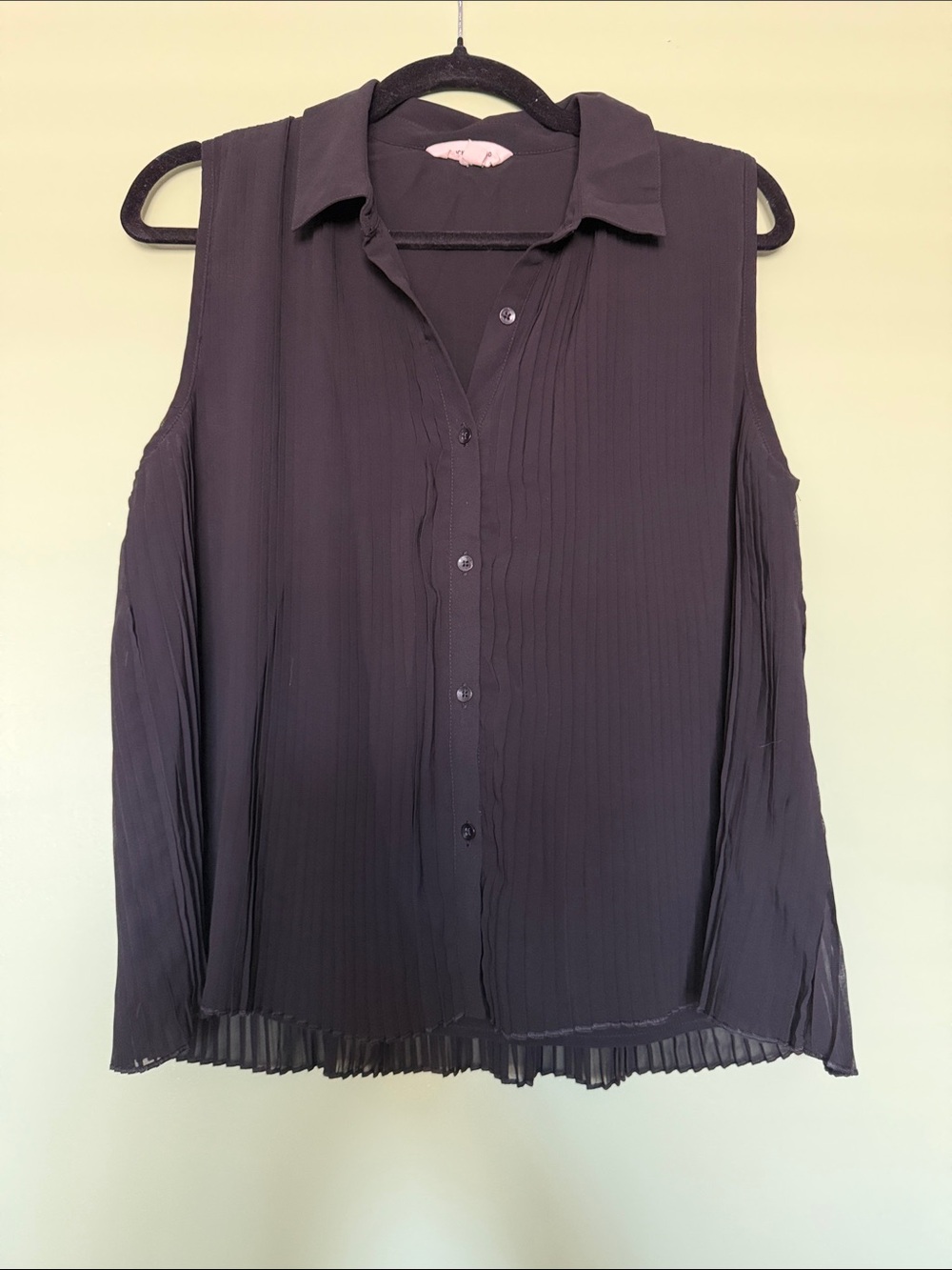 Lucky Brand - Sleeveless Button-Front Pleated Blouse - Black, size S
